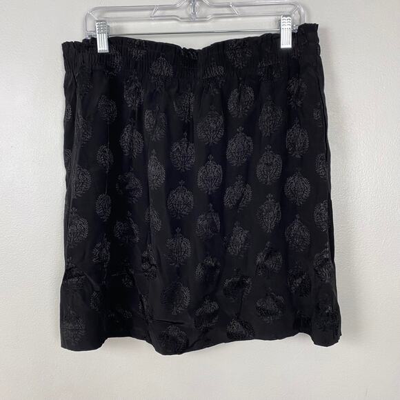 LOFT Monochrome Print Mini Skirt Black Elastic Waist Mini‎ NWT Size Large - Picture 4 of 5